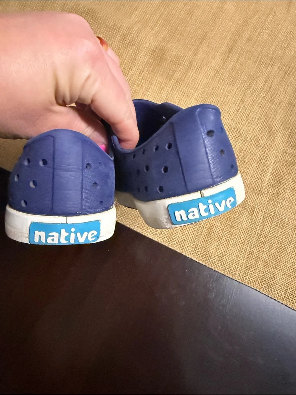 Native Kids Slip-On Water Shoes in Navy with White Toe